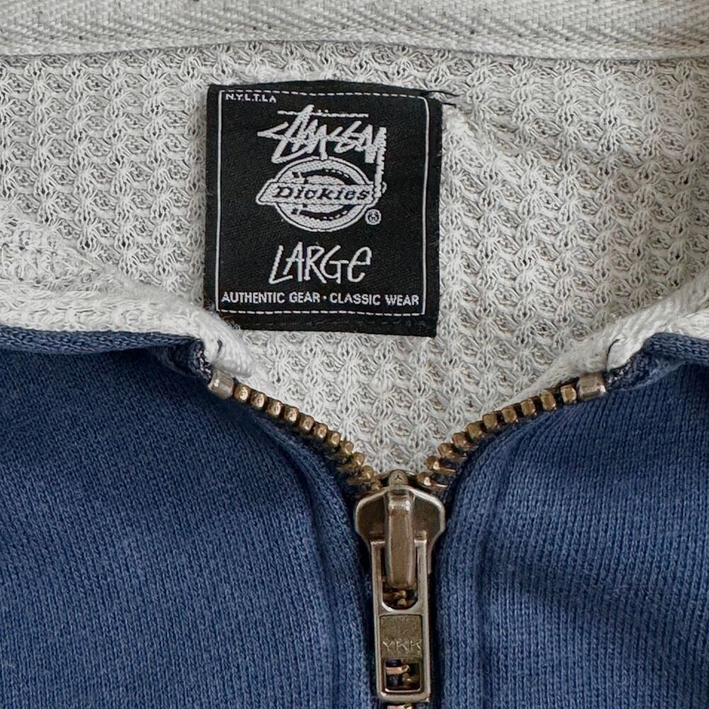 Stussy x Dickies Navy Full Zip Hoodie Men’s Large Workwear Streetwear Skater Y2K - Picture 7 of 14